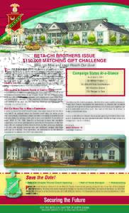 BETA-CHI BROTHERS ISSUE $150,000 MATCHING GIFT CHALLENGE Step Up Now and Help Reach Our Goal hree 1958 alumni issued a $150,000 matching gift challenge to their Kappa Sig Brothers to spark new and increased giving and to