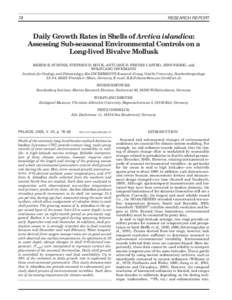 78  RESEARCH REPORT Daily Growth Rates in Shells of Arctica islandica: Assessing Sub-seasonal Environmental Controls on a