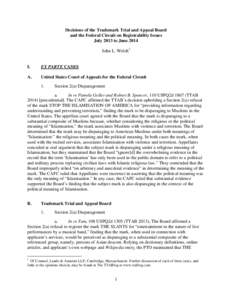 Microsoft Word[removed]ABA Annual Meeting_Decisions of the Trademark Trial and Appeal Board_Welch.docx