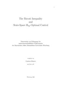 1  The Riccati Inequality and State-Space H∞-Optimal Control