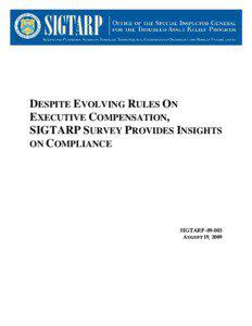 DESPITE EVOLVING RULES ON EXECUTIVE COMPENSATION, SIGTARP SURVEY PROVIDES INSIGHTS