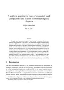 A uniform quantitative form of sequential weak compactness and Baillon’s nonlinear ergodic theorem Ulrich Kohlenbach July 27, 2011