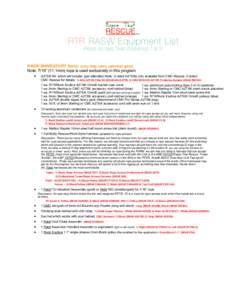 RTR RASW Equipment List (Rope Access Skills Workshop 1 & 2) RASW MANDATORY Items: (you may carry optional gear) Note: 7/16” (11.1mm) rope is used exclusively in this program •