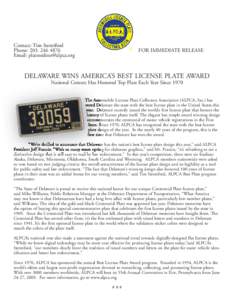 ALPCA 2009 Best Plate Award Press Release.indd