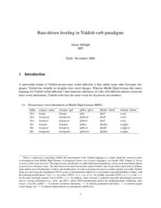 Base-driven leveling in Yiddish verb paradigms Adam Albright MIT Draft: November[removed]