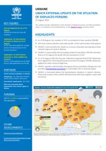 UKRAINE UNHCR EXTERNAL UPDATE ON THE SITUATION OF DISPLACED PERSONS 22 August[removed]KEY FIGURES