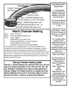 Chamber Chatter Carroll County Chamber of Commerce/CVB P.O. BoxNorth Lisbon Street Carrollton, OHChamber Phone: Chamber webpage carrollohchamber.com