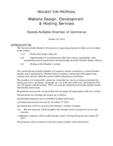 REQUEST FOR PROPOSAL  Website Design, Development & Hosting Services Oscoda AuSable Chamber of Commerce October 28, 2015