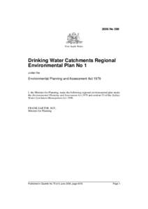 2006 No 289  New South Wales Drinking Water Catchments Regional Environmental Plan No 1