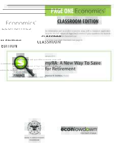 PAGE ONE Economics  ® CLASSROOM EDITION An informative and accessible economic essay with a classroom application.