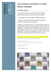Microsoft Word - Jews, Christians and Muslims in Europe Modern Challenges 2016 EXTENDED DEADLINE