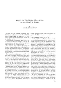 Report on Geothermal Observations on the Island of Surtsey BY AEVAR JOHANNESSON