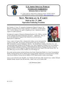 U.S. ARMY SPECIAL FORCES COMMAND (AIRBORNE) BIOGRAPHICAL SKETCH U.S. ARMY SPECIAL OPERATIONS COMMAND PUBLIC AFFAIRS OFFICE FORT BRAGG, NC[removed][removed]http://news.soc.mil