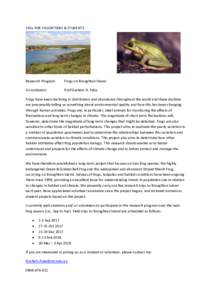 CALL FOR VOLUNTEERS & STUDENTS  Research Program: Frogs on Broughton Island