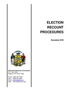 ELECTION RECOUNT PROCEDURES NovemberWisconsin Elections Commission