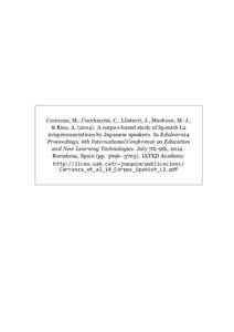 Carranza, M., Cucchiarini, C., Llisterri, J., Machuca, M. J., & Ríos, AA corpus-based study of Spanish L2 mispronunciations by Japanese speakers