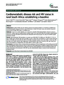 Cardiometabolic disease risk and HIV status in rural South Africa: establishing a baseline