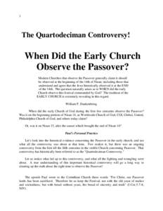 When Did the Early Church Observe the Passover