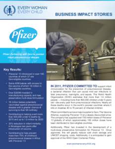 BUSINESS IMPACT STORIES  Pfizer: Partnering with Gavi to combat infant pneumococcal disease  Key Results: