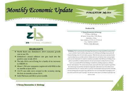 MONTHLY ECONOMIC UPDATE-  JULY 2014