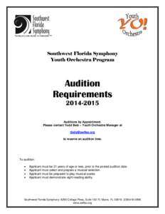 Southwest Florida Symphony Youth Orchestra Program Audition Requirements