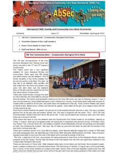 Aboriginal Child, Family and Community Care State Secretariat Contents Issue 12  Newsletter July/August 2012