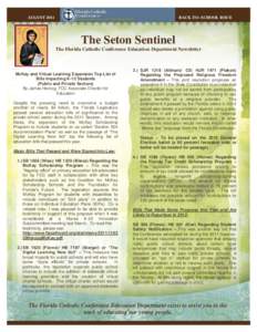 AUGUST[removed]BACK-TO- SCHOOL ISSUE The Seton Sentinel The Florida Catholic Conference Education Department Newsletter