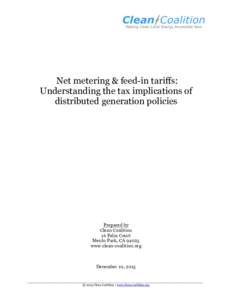   	   Net metering & feed-in tariffs: Understanding the tax implications of distributed generation policies
