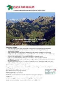 Luftseilbahn Dallenwil-Niederrickenbach und Tourismus Maria-Rickenbach  Faszinierende Alpenwelt im Brisengebiet Entdeckungstour Urspur  Programm für Gruppen
