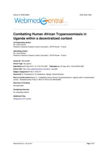 Article ID: WMC00859  ISSN[removed]Combatting Human African Trypanosomiasis in Uganda within a decentralized context