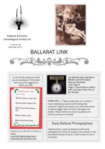 Ballarat & District Genealogical Society Inc Issue No 183 NovemberBALLARAT LINK