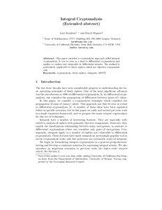 Integral Cryptanalysis (Extended abstract) Lars Knudsen1