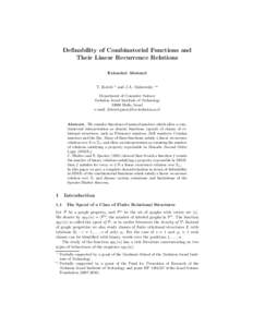 Definability of Combinatorial Functions and Their Linear Recurrence Relations Extended Abstract T. Kotek  ⋆