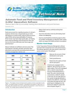 Healthy water Healthy fish Healthy profits Technical Note Automate Feed and Pond Inventory Management with