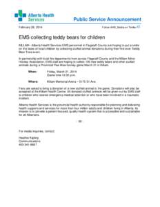 EMS collecting teddy bears for children
