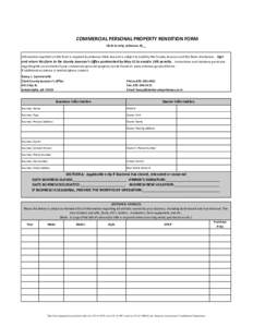 COMMERCIAL PERSONAL PROPERTY RENDITION FORM Clark County, Arkansas 20__ Information reported on this form is required by Arkansas State law and is subject to audit by the County Assessor and the State of Arkansas. Sign a