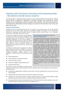 Industry Innovation and Competitiveness Agenda