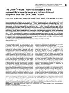 Citation: Cell Death and Disease[removed], e95; doi:[removed]cddis[removed] & 2010 Macmillan Publishers Limited All rights reserved[removed]www.nature.com/cddis  The CD14+/lowCD16+ monocyte subset is more