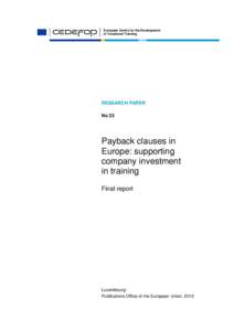 Payback clauses in Europe: supporting company investment in training