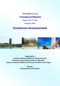 PKU-UCSD Forum on  Translational Medicine January 16th-17th, 2010 Shenzhen, China