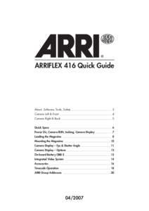 ARRIFLEX 416 Quick Guide  About, Software, Tools, Safety 3