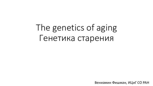 The genetics of aging Генетика старения Вениамин Фишман, ИЦиГ СО РАН  Что значит «старение»?