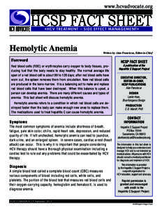 HCV Treatment Side Effect Management: Hemolytic Anemia