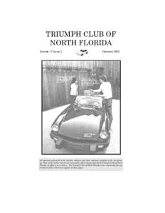 TRIUMPH CLUB OF NORTH FLORIDA Volume 17 Issue 2 February 2005