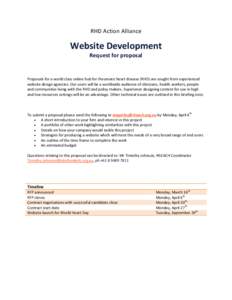 RHD Action Alliance  Website Development Request for proposal  Proposals for a world class online hub for rheumatic heart disease (RHD) are sought from experienced