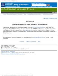 Appendix A.1 2005AA UMLS Appendix to the License Agreement