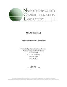 NCL Method ITA-2  Analysis of Platelet Aggregation Nanotechnology Characterization Laboratory National Cancer Institute-Frederick