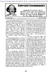 Essays of an Information Scientist, Vol:5, p, Current Contents, #28, p.5-12, July 12, 1982 ISI/GeoSciTedt Citation Index—the