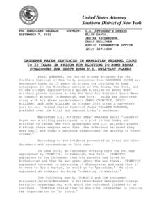 United States Attorney Southern District of New York FOR IMMEDIATE RELEASE SEPTEMBER 7, 2011  CONTACT: