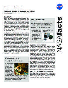 National Aeronautics and Space Administration  CubeSat ELaNa IV Launch on ORS-3